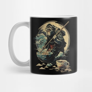 Traditional Japanese Monkey Ramen - The Great Wave Mug